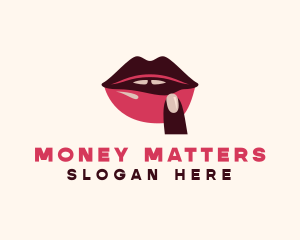 Lip Gloss Finger Mouth logo design