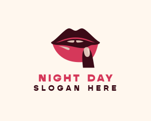 Lip Gloss Finger Mouth logo design