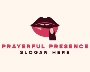 Lip Gloss Finger Mouth logo design