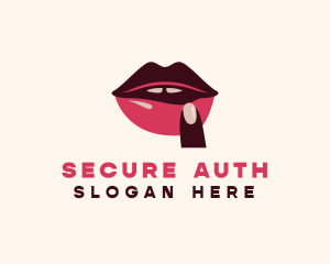 Lip Gloss Finger Mouth logo design