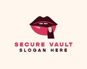 Lip Gloss Finger Mouth logo design