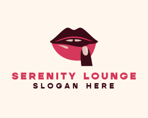 Lip Gloss Finger Mouth logo design