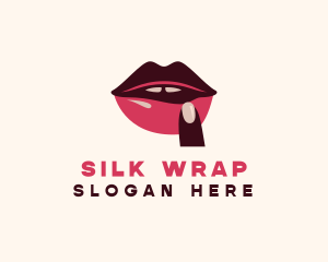 Lip Gloss Finger Mouth logo design