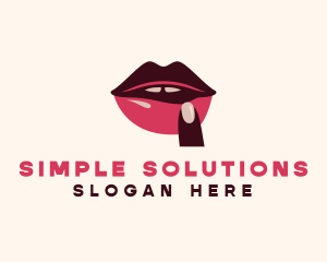 Lip Gloss Finger Mouth logo design