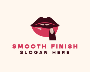 Lip Gloss Finger Mouth logo design