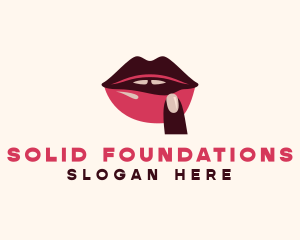 Lip Gloss Finger Mouth logo design