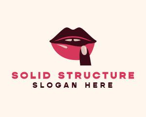 Lip Gloss Finger Mouth logo design