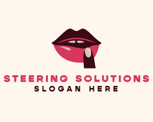 Lip Gloss Finger Mouth logo design