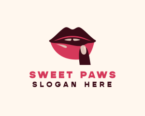 Lip Gloss Finger Mouth logo design