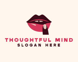 Lip Gloss Finger Mouth logo design