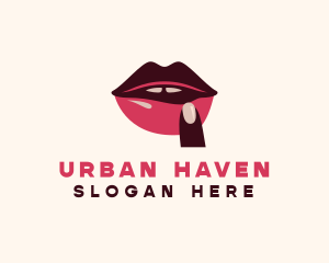 Lip Gloss Finger Mouth logo design