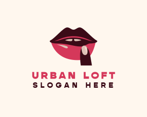 Lip Gloss Finger Mouth logo design