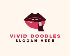 Lip Gloss Finger Mouth logo design