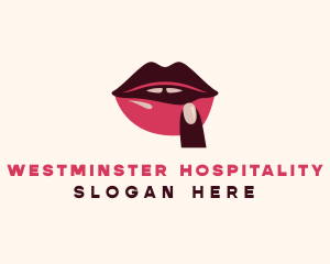 Lip Gloss Finger Mouth logo design