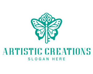 Green Butterfly Key logo design