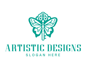 Green Butterfly Key logo design