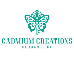 Green Butterfly Key logo design