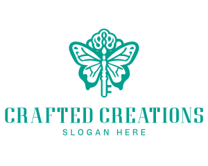 Green Butterfly Key logo design