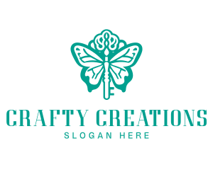 Green Butterfly Key logo design