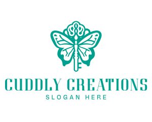 Green Butterfly Key logo design