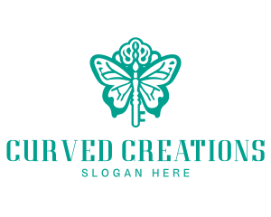 Green Butterfly Key logo design