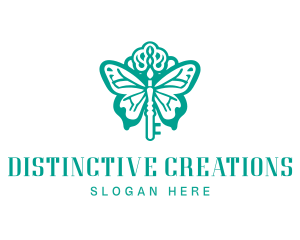 Green Butterfly Key logo design