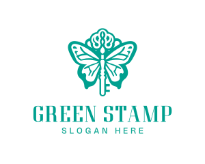 Green Butterfly Key logo design