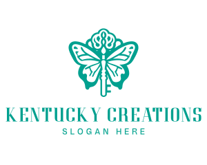 Green Butterfly Key logo design