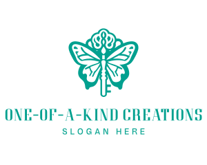 Green Butterfly Key logo design