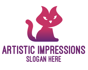 Purple Cat Kitten logo design