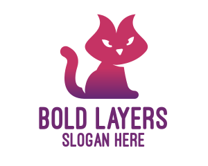 Purple Cat Kitten logo design