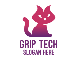 Purple Cat Kitten logo design