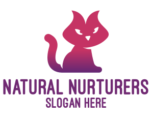 Purple Cat Kitten logo design