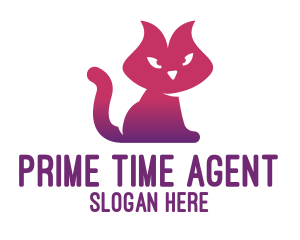 Purple Cat Kitten logo design