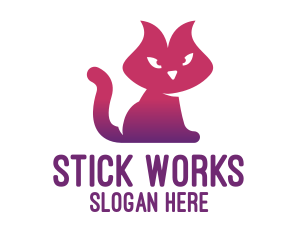 Purple Cat Kitten logo design