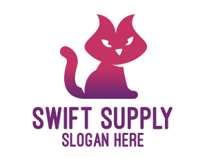 Purple Cat Kitten logo design