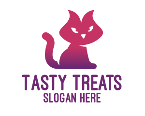 Purple Cat Kitten logo design