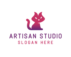 Purple Cat Kitten logo design