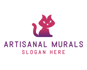 Purple Cat Kitten logo design