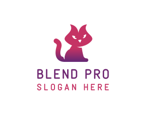 Purple Cat Kitten logo design