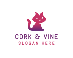 Purple Cat Kitten logo design