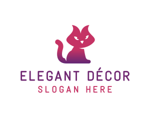 Purple Cat Kitten logo design