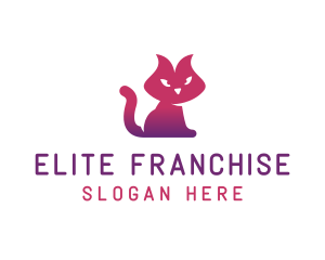 Purple Cat Kitten logo design