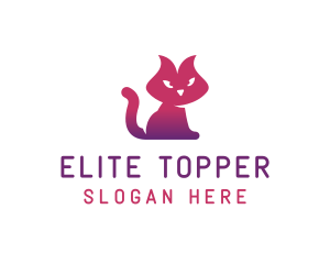 Purple Cat Kitten logo design