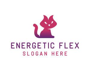 Purple Cat Kitten logo design