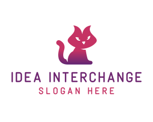 Purple Cat Kitten logo design