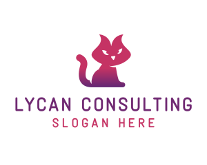 Purple Cat Kitten logo design