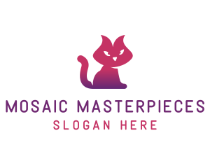 Purple Cat Kitten logo design