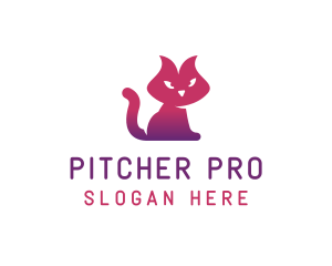 Purple Cat Kitten logo design