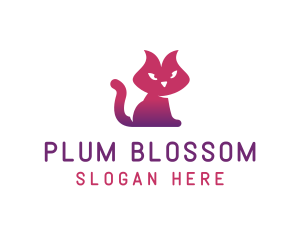 Purple Cat Kitten logo design